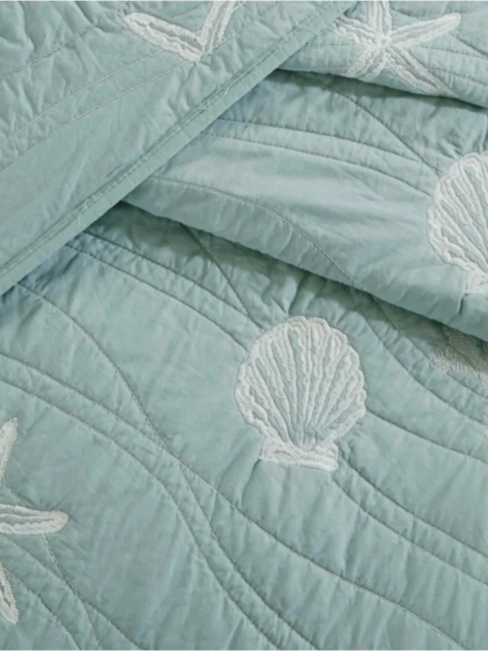 NWT Harbor House Seaside 4 Piece Quilt Set Seafoam Coastal Embroidered